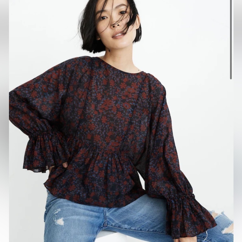 Apiece Apart Midnight Floral Gathered Top 0